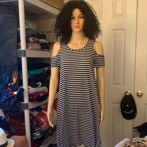 Maurices Black and White Cold Shoulder Mini Dress